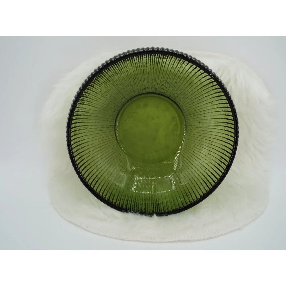 Vintage E.O. Brody Co. Green Glass Ribbed Candy Nut Dish Bowl Made in USA